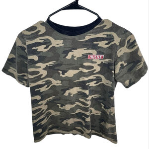 Eighty Eight Camo Short Sleeve T-Shirt With “Hustle” Graphic